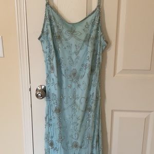 Baby blue beaded gown